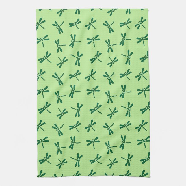 Linge De Cuisine Motif japonais de libellules, Jade vert clair (Vertical)