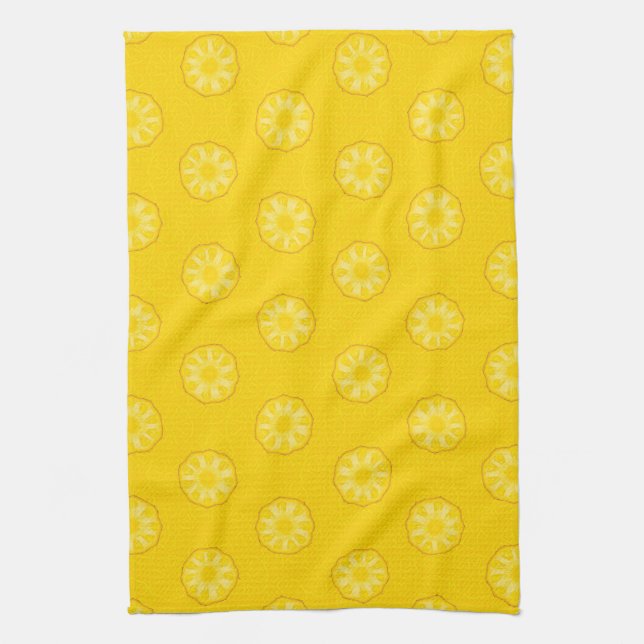 Linge De Cuisine Motif jaune de tranches d'ananas (Vertical)