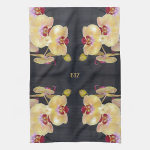 Linge De Cuisine Motif jaune d'orchidée