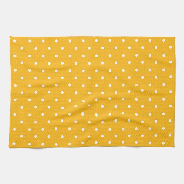 Linge De Cuisine Motif jaune moutarde points blancs Cuisine (Horizontal)