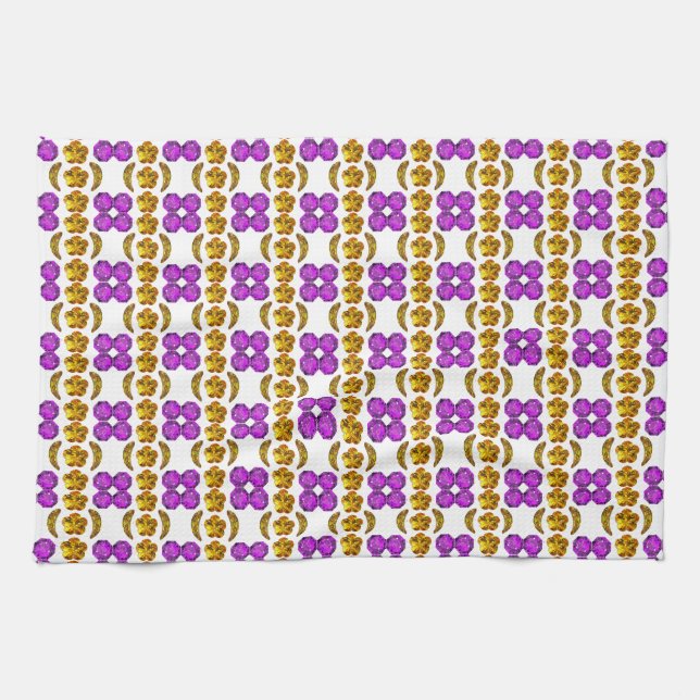 Linge De Cuisine Motif jaune pourpre (Horizontal)