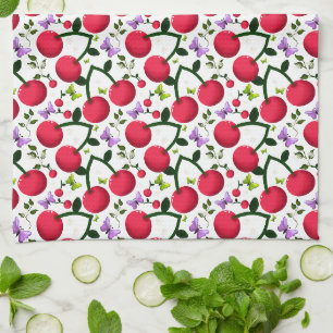 Linge De Cuisine Motif joli papillon cerise, Fruit Kawaii brillant