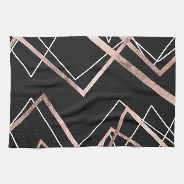 Linge De Cuisine Motif linéaire d'abrégé sur triangle de noir rose (Horizontal)