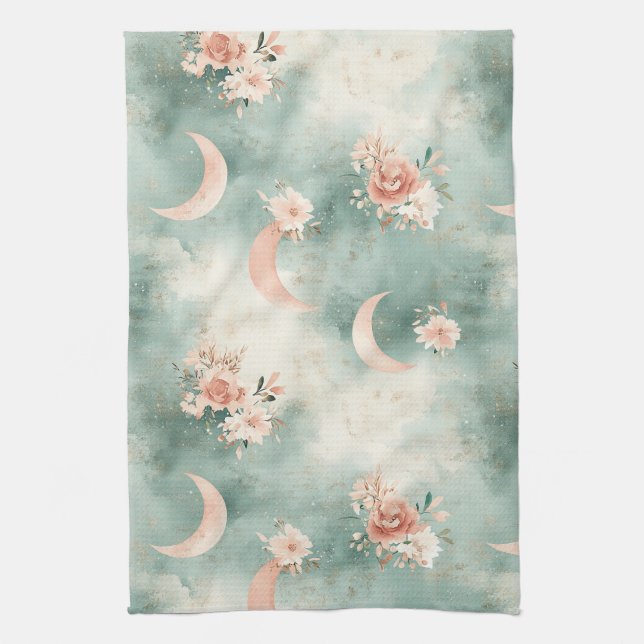 Linge De Cuisine Motif lunaire floral céleste Boho (7) (Vertical)