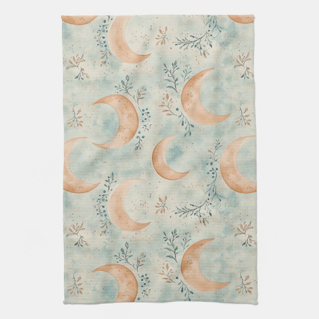 Linge De Cuisine Motif lunaire floral céleste Boho (8) (Vertical)