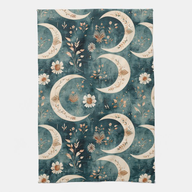 Linge De Cuisine Motif lunaire floral céleste Boho (9) (Vertical)