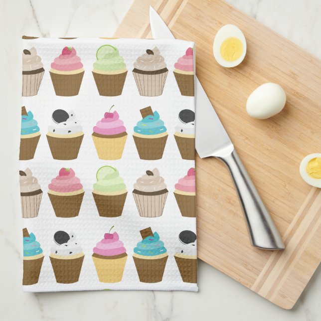 Linge De Cuisine Motif lunatique de petits gâteaux (Quart Plié)