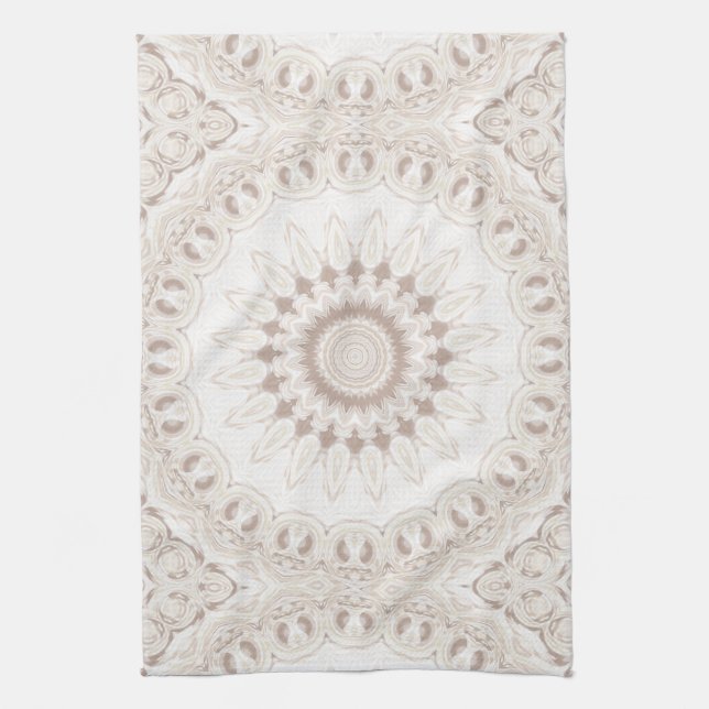 Linge De Cuisine Motif Mandala Beige et Crème (Vertical)