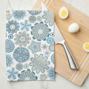 Linge De Cuisine Motif Mandala Floral Chic Flocons de Neige