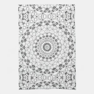 Linge De Cuisine Motif Mandala géométrique noir et blanc