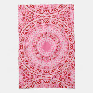Linge De Cuisine Motif Mandala Rouge et Rose
