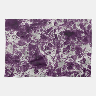 Linge De Cuisine Motif marbre moderne violet et argent