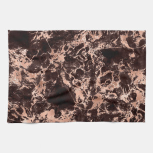 Linge De Cuisine Motif marbre noir et or rose moderne