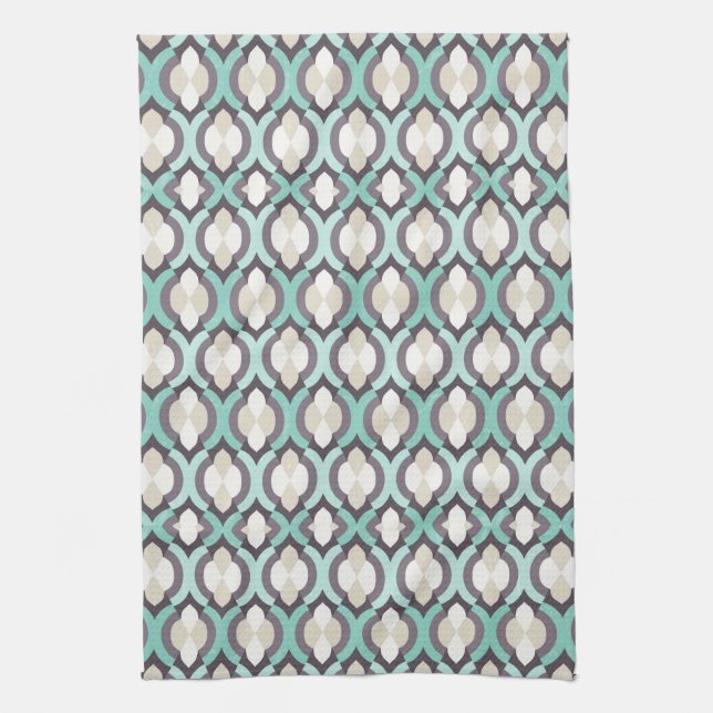 Linge De Cuisine Motif marocain de turquoise (Vertical)