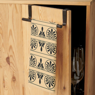 Linge De Cuisine Motif Méditerranéen Arabesque Grec Brun