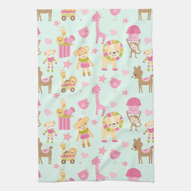 Linge De Cuisine Motif mignon avec Animaux et Jouets heureux (Vertical)