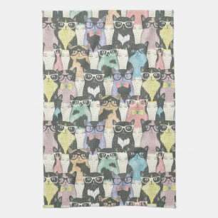 Linge De Cuisine Motif mignon de chats de hippie