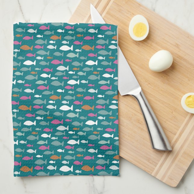Linge De Cuisine Motif mignon de poisson vert (Quart Plié)