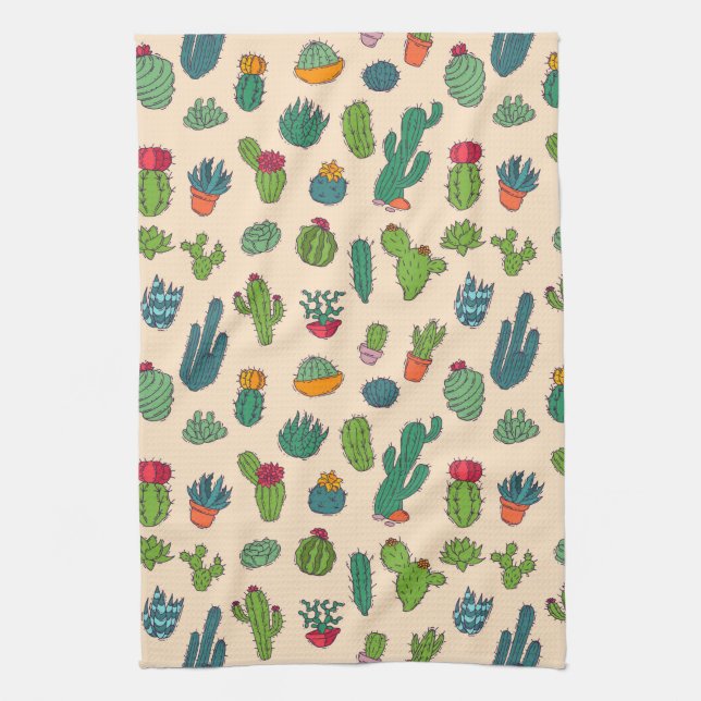 Linge De Cuisine Motif mignon de position de cactus (Vertical)