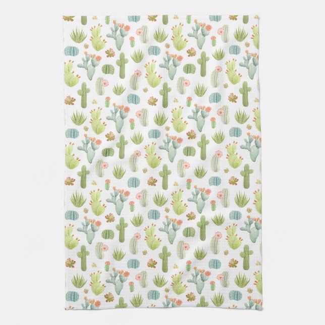 Linge De Cuisine Motif mignon de position de cactus (Vertical)