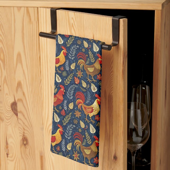Linge De Cuisine Motif mignon de poules carrelées  (Pliage en tiers)