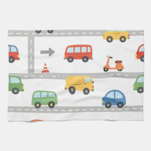 Linge De Cuisine Motif Mignon de Véhicules Routiers pour Enfants
