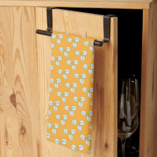 Linge De Cuisine Motif moderne à feuilles orange et blanches