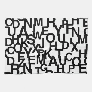 Linge De Cuisine Motif moderne, abstrait, désordonné avec des lettr
