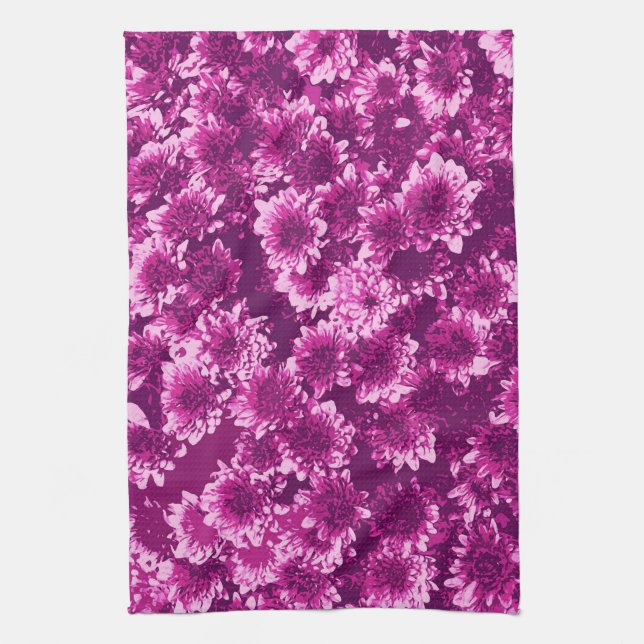 Linge De Cuisine Motif moderne de dahlia graphique, violet améthyst (Vertical)