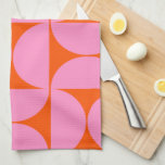 Linge De Cuisine Motif Moderne Du Milieu Du Siècle Préppant Rose Et<br><div class="desc">Motif moderne rétro du milieu du siècle - Formes géométriques Abstraites - Motif mignon et minimaliste en rose et orange.</div>