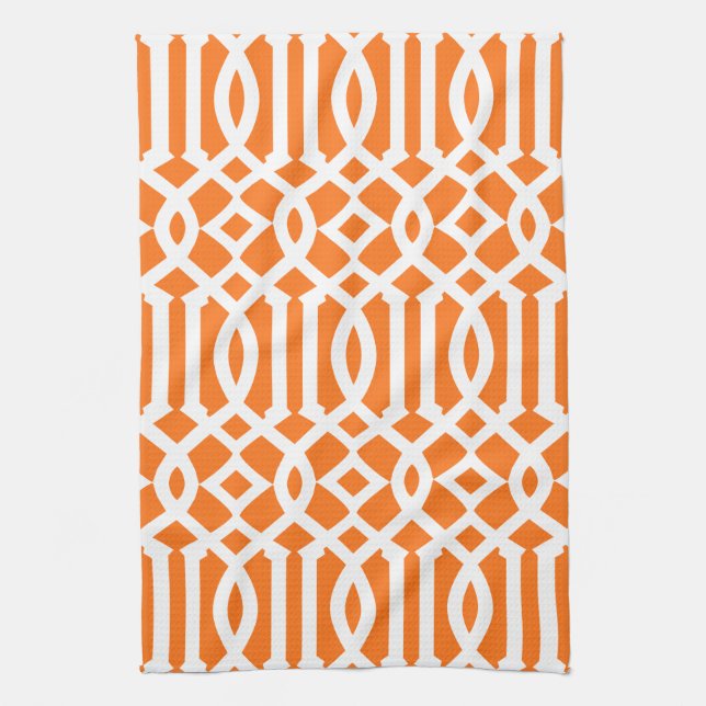 Linge De Cuisine Motif moderne orange et blanc Trellis (Vertical)