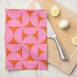 Linge De Cuisine Motif moderne rose Et orange Du Milieu Du Siècle<br><div class="desc">Motif moderne du milieu du siècle rétro - Formes géométriques Abstraites - Motif géométrique mignon et minimaliste en rose et orange.</div>