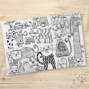 Linge De Cuisine Motif moderne tendance Chats Noirs et Blancs
