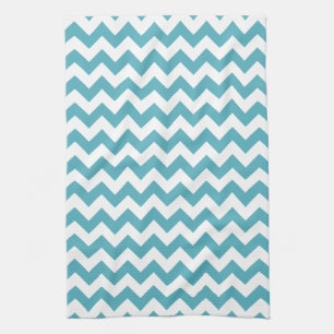 Linge De Cuisine Motif moderne Turquoise bleu et blanc Chevron Zigz