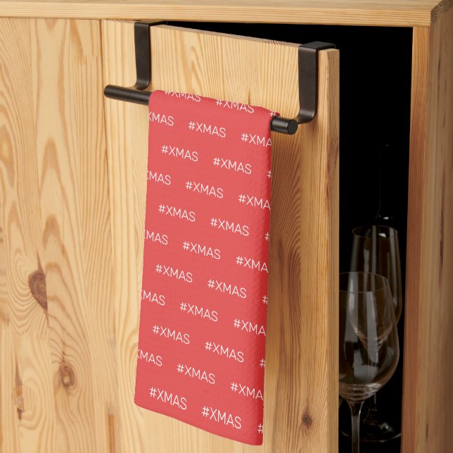Linge De Cuisine Motif moderne XMAS rouge et blanc (Pliage en tiers)