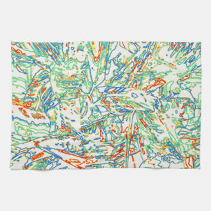 Linge De Cuisine Motif multicolore incurvé rétro - Couleur rétro