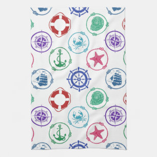 Linge De Cuisine Motif nautique coloré