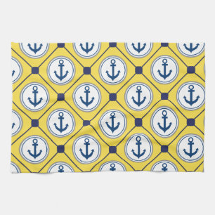 Linge De Cuisine Motif nautique jaune d'Ancre