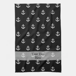 Linge De Cuisine Motif noir d'ancre