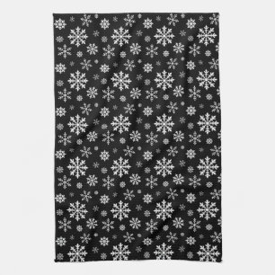 Linge De Cuisine Motif noir et blanc de flocons de neige d'hiver
