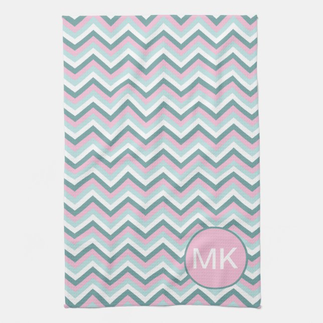 Linge De Cuisine Motif Ocean Mist Chevron (Vertical)