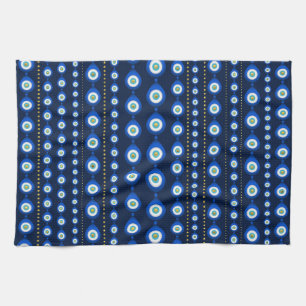Linge De Cuisine motif oculaire - bleu foncé avec des accents dorés
