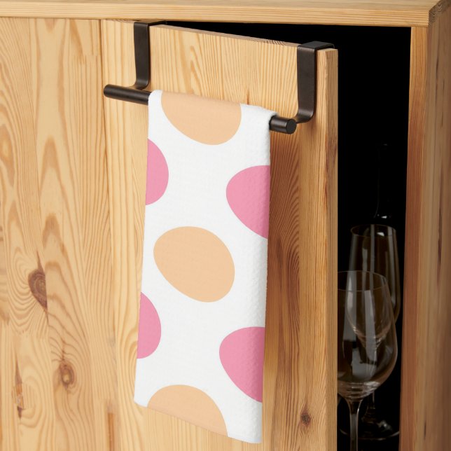 Linge De Cuisine Motif Œufs de Pâques Rose Pêche Rosé (Pliage en tiers)