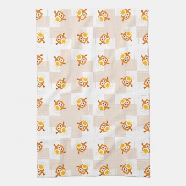 Linge De Cuisine Motif orange d'illustration de hibou (Vertical)