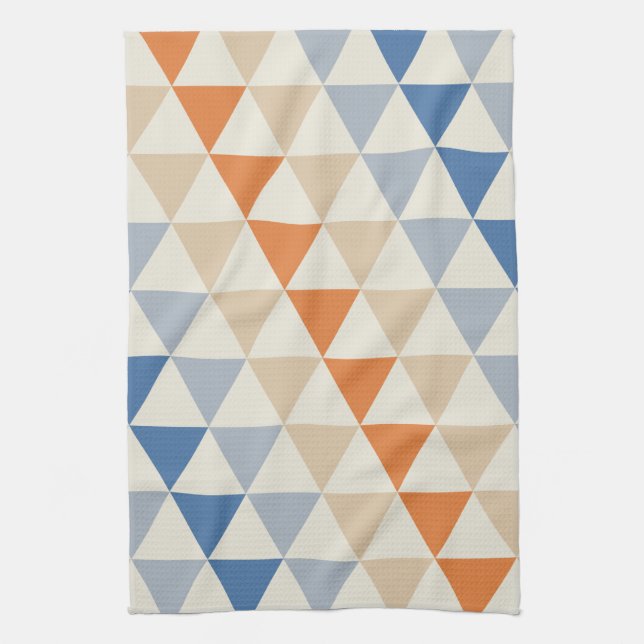 Linge De Cuisine Motif orange et blanc bleu contrastant de triangle (Vertical)