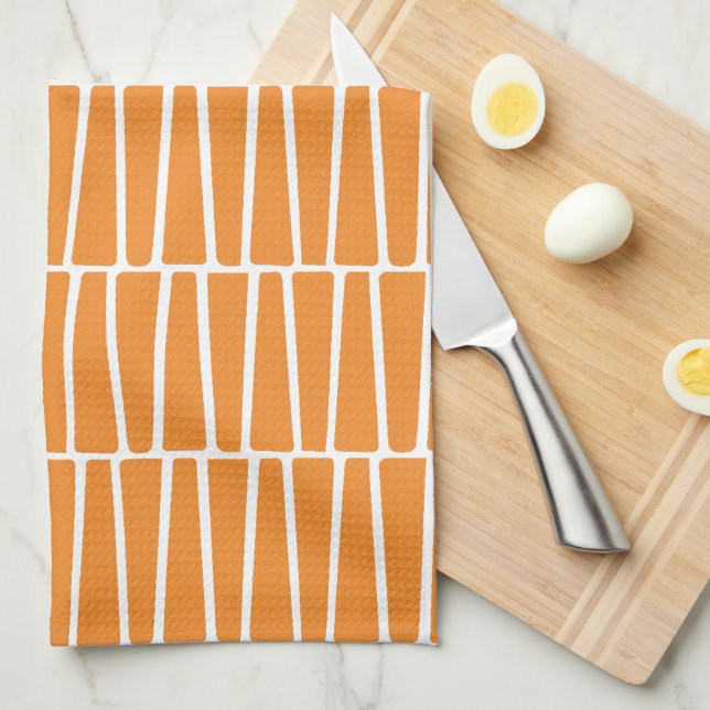 Linge De Cuisine Motif orange géométrique simple moderne (Quart Plié)
