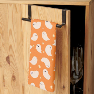 Linge De Cuisine Motif Orange Ghost Doodle