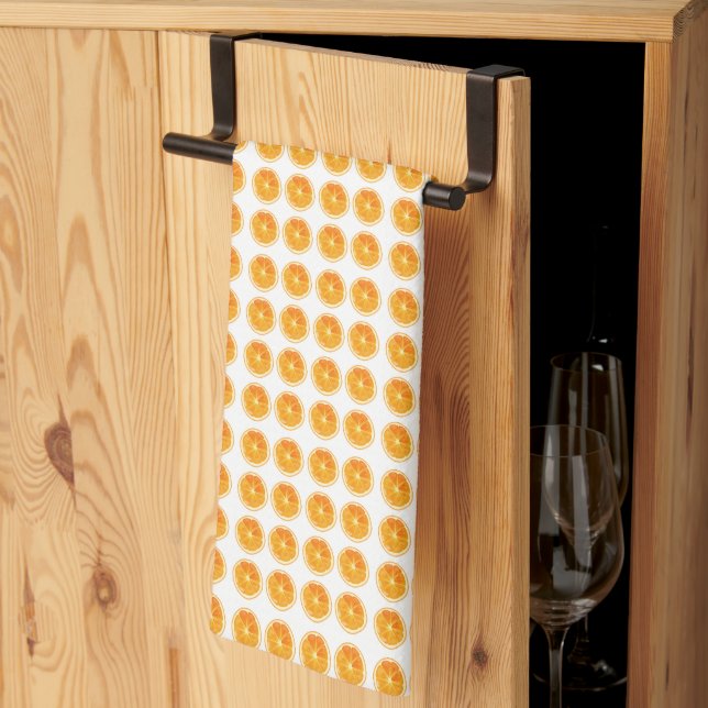 Linge De Cuisine Motif Oranges Blanc (Pliage en tiers)