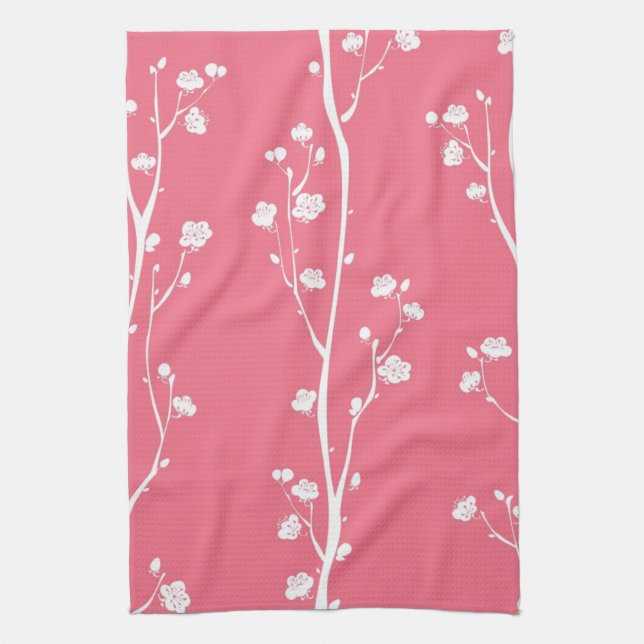 Linge De Cuisine Motif oriental de fleur de prune (Vertical)