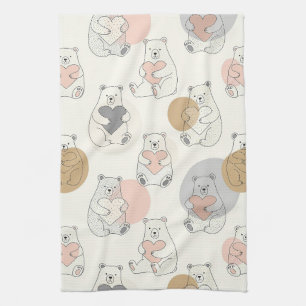 Linge De Cuisine Motif Ours Pastel Mignon Cœur